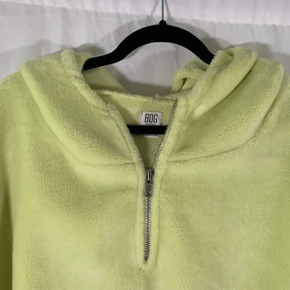 Urban Outfitters BDG Hoodie Women's Large Yellow Green Cropped 1/4 Zip - Picture 3 of 7